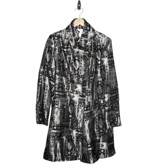 Christopher Banks Brocade Double Breasted Pea Coat - Picture 1 of 7